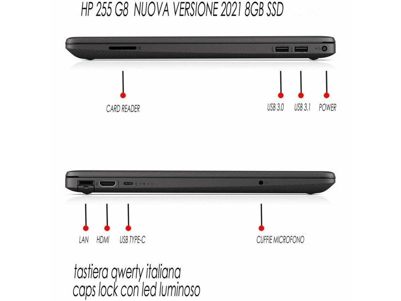 Лаптоп HP 255 G8 HD AMD 3020e 8 GB RAM 256 GB 256 GB SSD