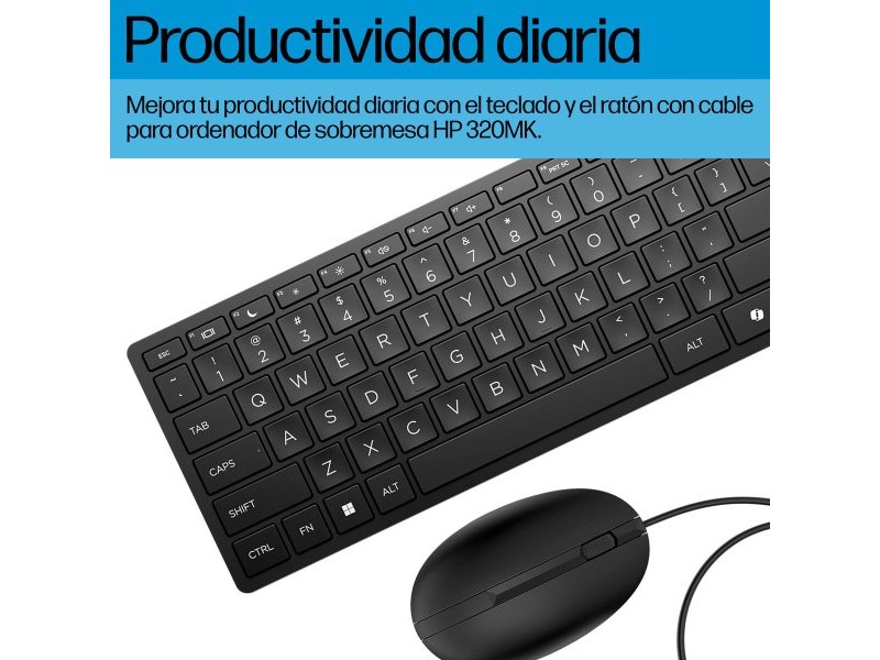 Клавиатура с мишка HP 9SR36UT Черен Испанска Qwerty