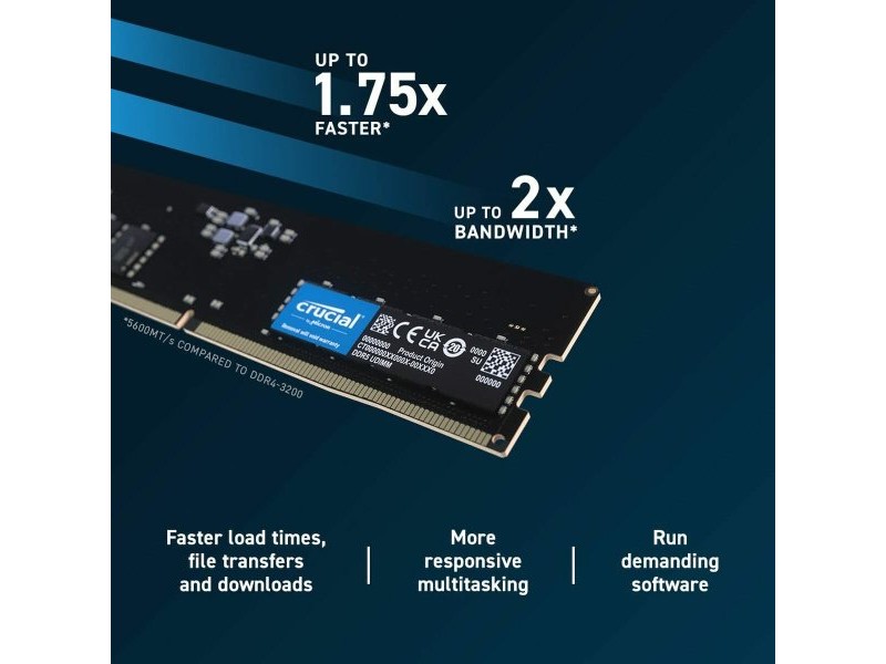 RAM памет Crucial CT8G56C46U5 8 GB DDR5 SDRAM DDR5 5600 MHz RAM памет Crucial CT8G56C46U5 8 GB DDR5 SDRAM DDR5 5600 MHz