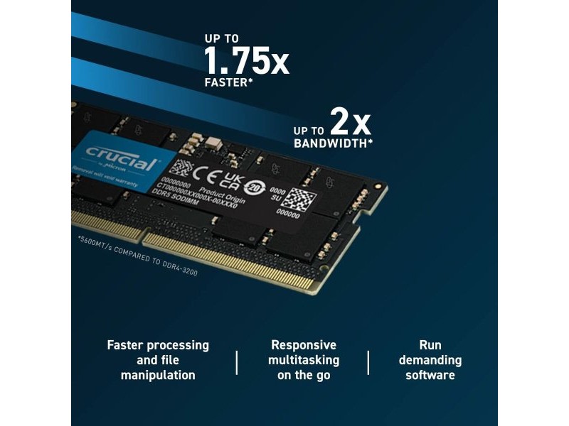 RAM памет Crucial CT2K32G56C46S5 64 GB DDR5 SDRAM DDR5 5600 MHz RAM памет Crucial CT2K32G56C46S5 64 GB DDR5 SDRAM DDR5 5600 MHz