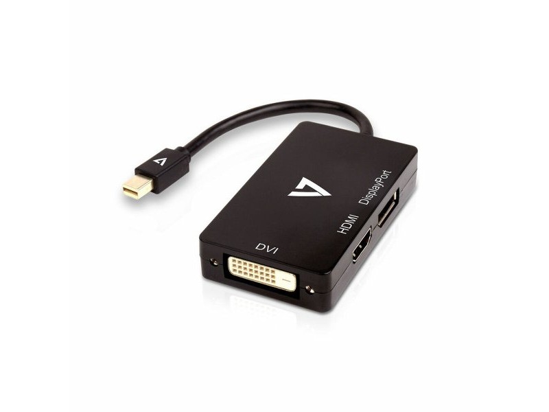Mini Адаптер за DisplayPort към VGA/DVI/HDMI V7 V7MDP-DPDVIHDMI-1N Черен