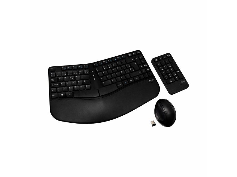 Kлаиатура с безжична мишка V7 CKW400ES Черен испански Испанска Qwerty