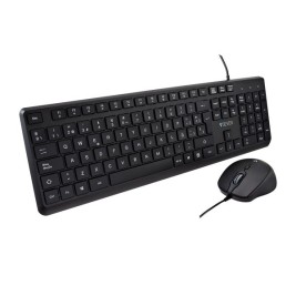 Клавиатура с мишка V7 CKU350ES Черен Испанска Qwerty
