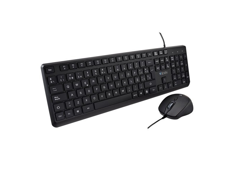 Клавиатура с мишка V7 CKU350ES Черен Испанска Qwerty