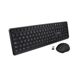 Клавиатура с мишка V7 CKW350ES Черен Испанска Qwerty