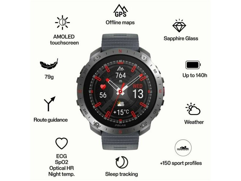 Мъжки часовник Polar 900110287 Сив 1,39