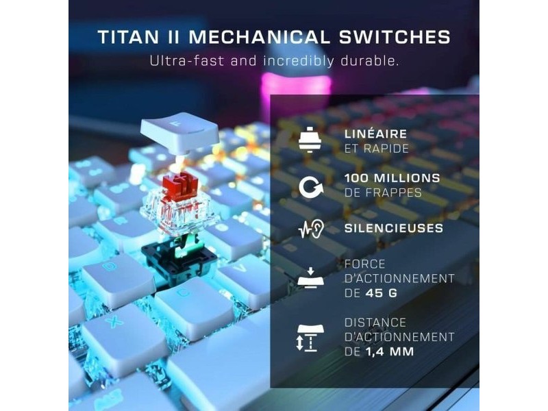 Клавиатура Turtle Beach Vulcan II Бял Azerty френски