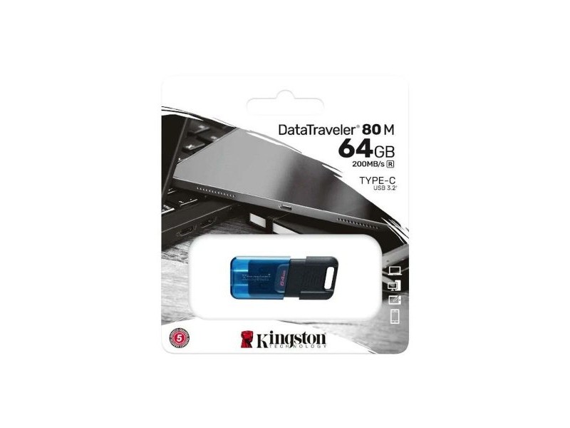 USB стик Kingston Technology DataTraveler 80 Син Черен 64 GB