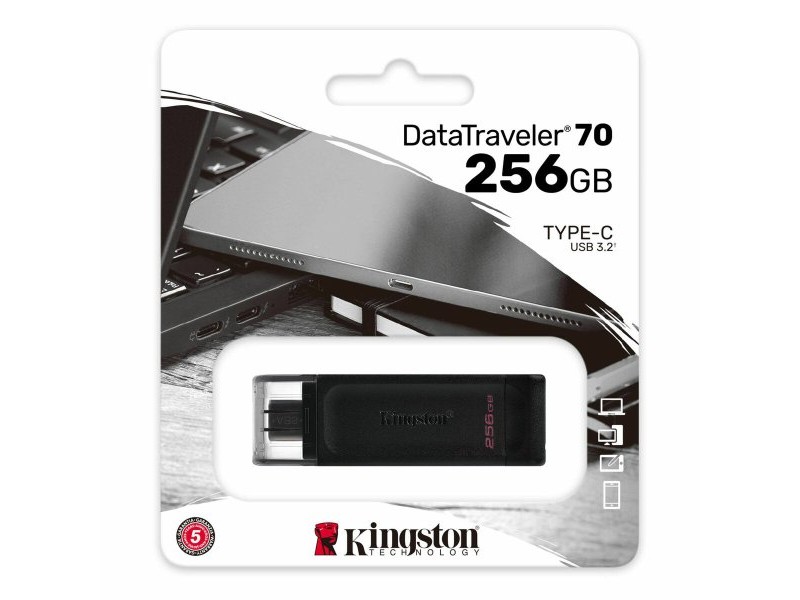 USB стик Kingston 70 Черен 256 GB