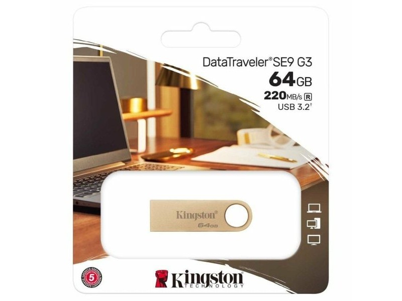 USB стик Kingston DataTraveler SE9 G3 64 GB Златен