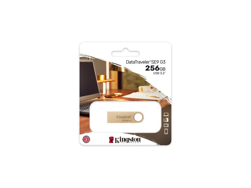 USB стик Kingston DTSE9G3/256GB Златен 256 GB (1 броя)