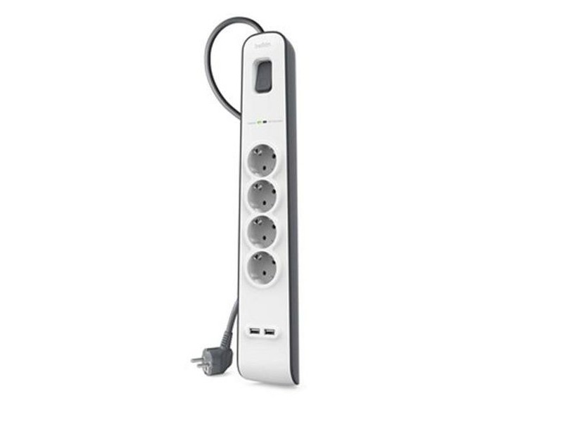 Табло с 4 гнезда с бутон за включване Belkin BSV401VF2M USB x 2 (2 m)