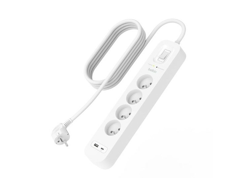 Табло с 4 гнезда с бутон за включване Belkin SRB001CA2M (2 m)