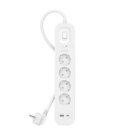Табло с 4 гнезда с бутон за включване Belkin SRB001VF2M Бял (2 m)