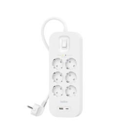 Контакт - 6 изхода с копче Belkin Connect SRB002VF2M Бял