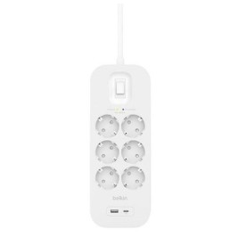 Контакт - 6 изхода с копче Belkin Connect SRB002VF2M Бял