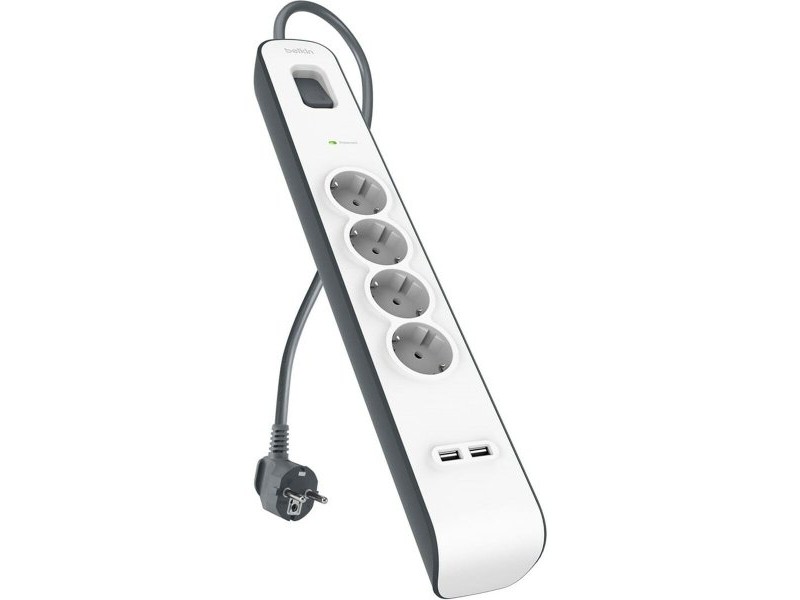 Табло с 4 гнезда с бутон за включване Belkin BSV401VF2M-V2 (2 m) Табло с 4 гнезда с бутон за включване Belkin BSV401VF2M-V2 (2 m)