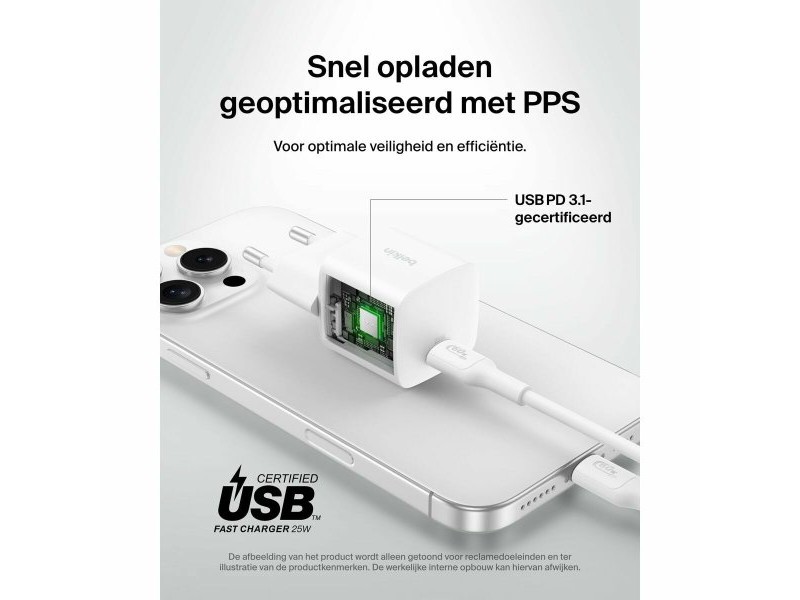 Зарядно за стена Belkin WCA012KQ1MWH-B6 Бял 25 W