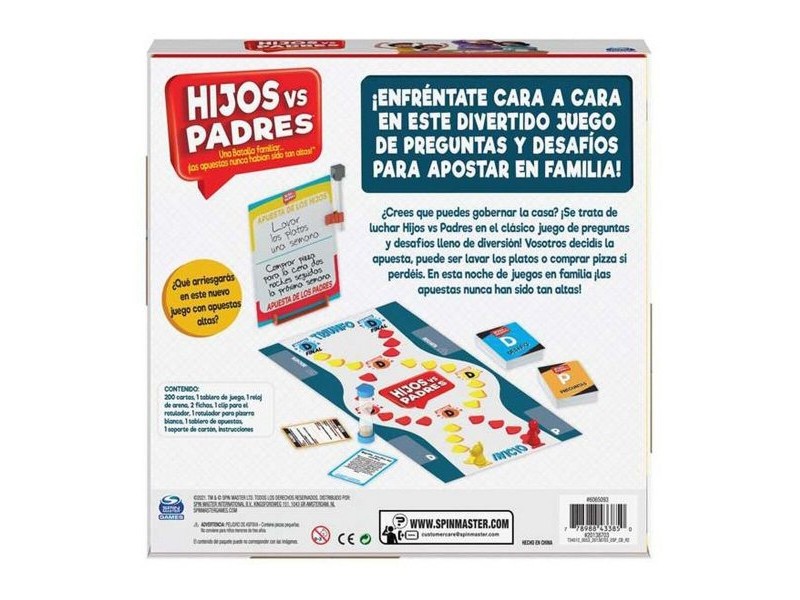 Настолна игра Spin Master Hijos vs Padres 206 Части 26,99 x 26,99 x 5,4 cm