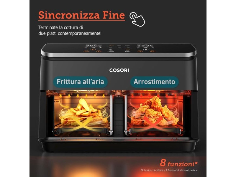 въздушен фритюрник Cosori Dual Basket 8.5 Chef Edition Черен 8,5 L