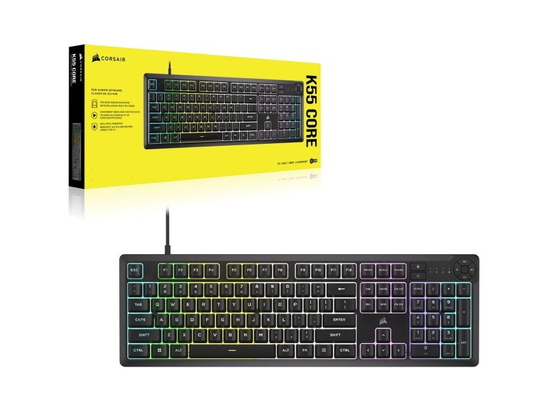 Клавиатура Corsair K55 CORE CH-9226C65-PT Черен Azerty френски