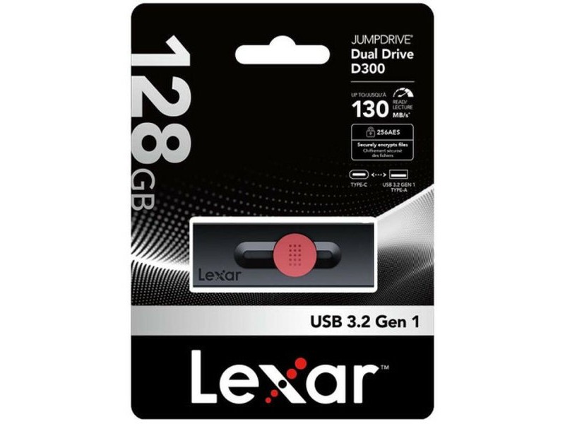 USB стик Lexar DUAL Черен 128 GB