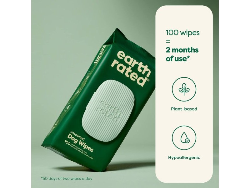 Мокри Кърпички за Домашни Любимци Earth Rated Без Парфюм 100 броя