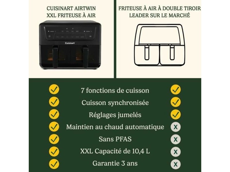 въздушен фритюрник Cuisinart AFD10XBLE Черен 2400 W 10,4 L