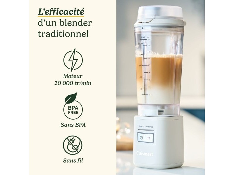 Блендер с чаша Cuisinart PBL100E Blast&Go 120 W Бял 500 ml