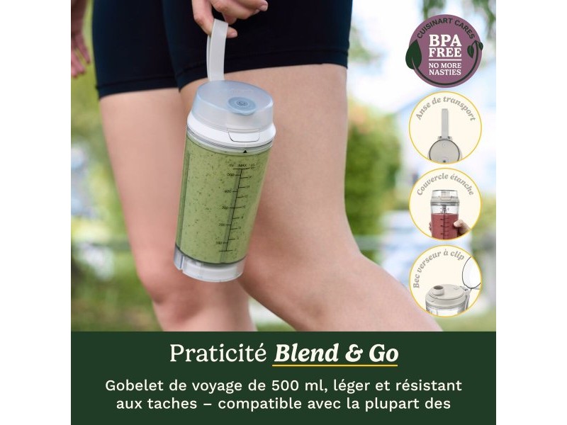 Блендер с чаша Cuisinart PBL100E Blast&Go 120 W Бял 500 ml