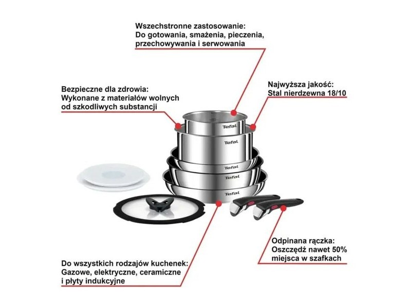 Кухненски принадлежности Tefal L897SA74 Черен Червен Стомана 10 Части