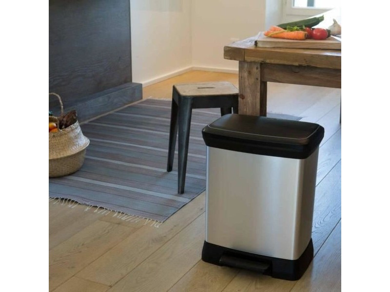 Кошче за Рециклирани Отпадъци Curver Duo Déco Сребрист 10 L 18 L