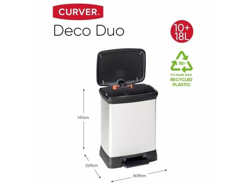 Кошче за Рециклирани Отпадъци Curver Duo Déco Сребрист 10 L 18 L