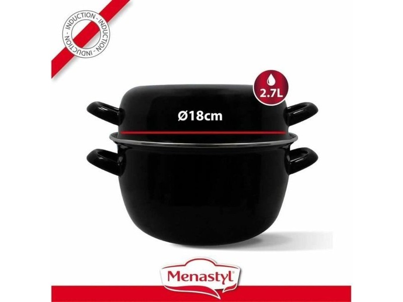Касерола с Капак Menastyl Черен Полирана емайлирана стомана 2 Части