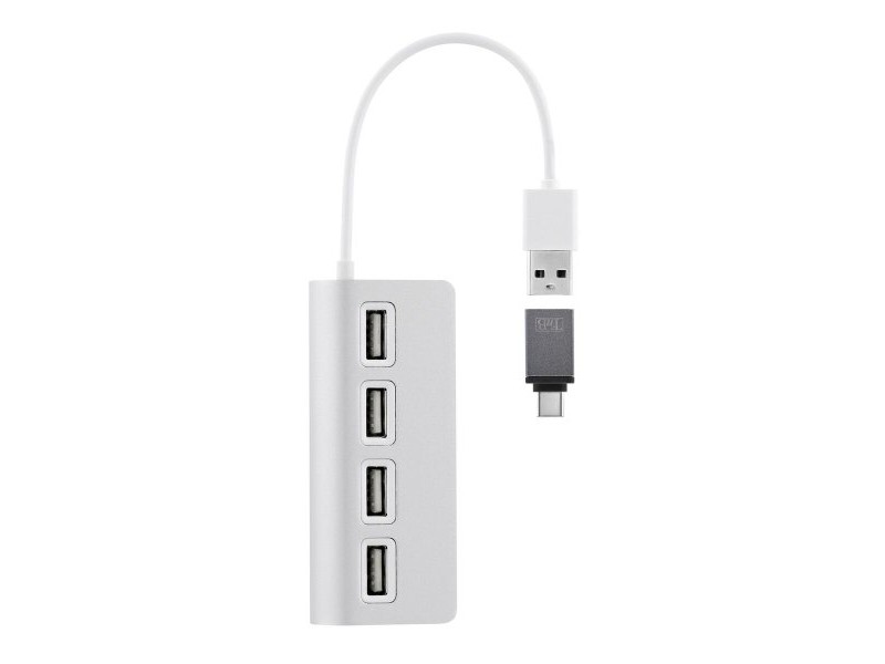 USB извод T'NB TNB HUB autoalimentado USB 2.0 de 4 puertos - aluminio Сив