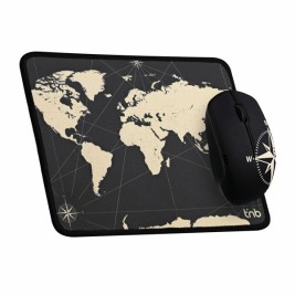 Мишка за Игра и Подложка T'NB TNB TRAVEL Черен Карта на Света