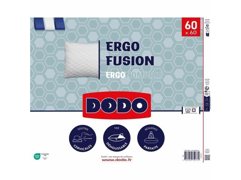 възглавница DODO ERGO FUSION Бял 60 x 60 cm