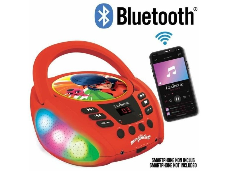 CD/MP3 плейър Lexibook Miraculous Bluetooth 5.0 Червен