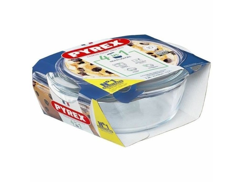 Касерола с Капак Pyrex 1,4 L 18 x 9 x 21 cm Бял Прозрачен Cтъкло