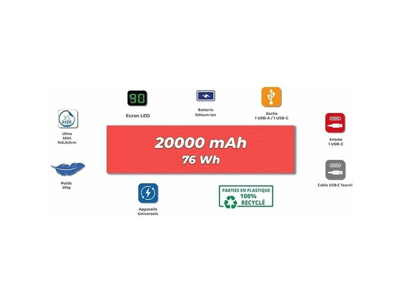 Powerbank Wonder Wonder WX20 Сребрист 20000 mAh