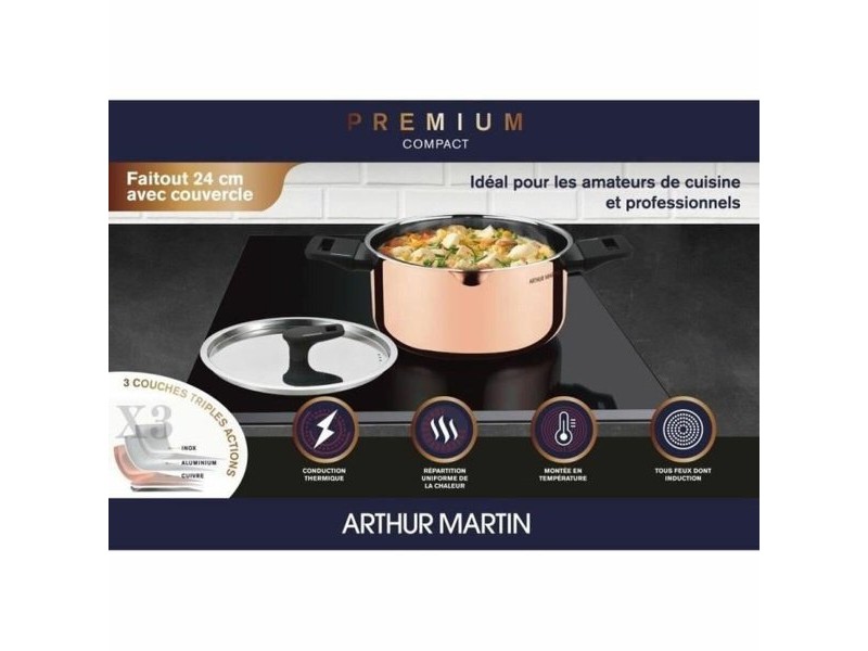 Касерола Arthur Martin AM945GT Сив Ø 24 cm 2,4 L 40 x 16 x 29 cm 2 Части
