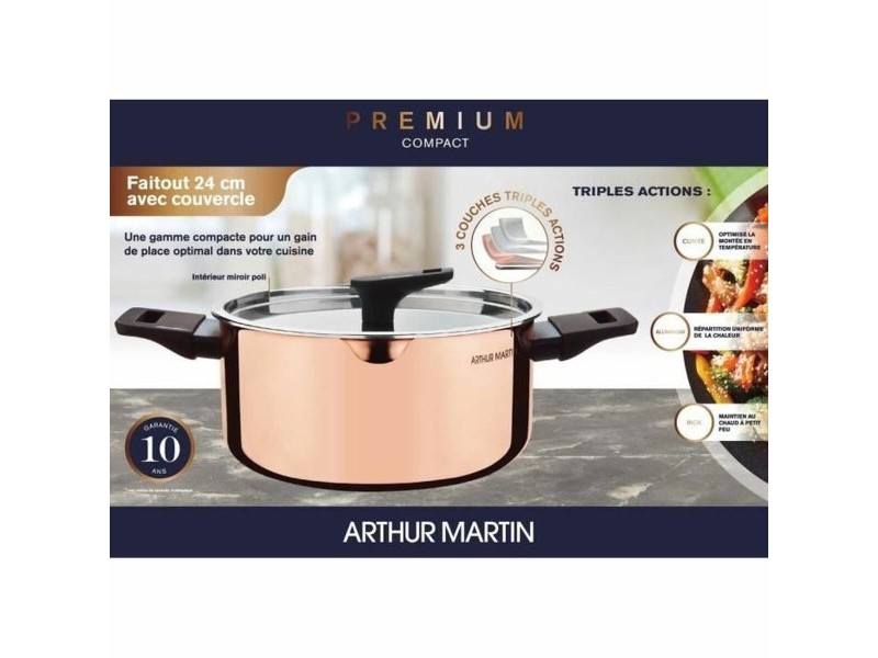 Касерола Arthur Martin AM945GT Сив Ø 24 cm 2,4 L 40 x 16 x 29 cm 2 Части