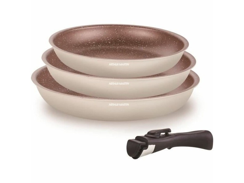 Комплект Тигани Arthur Martin Бежов Сметана Алуминий 4 Части (3 броя)