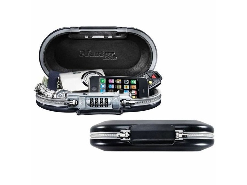Преносим сейф със защитен кабел Master Lock 5900EURD Черен ABS 6 x 12,9 x 24 cm