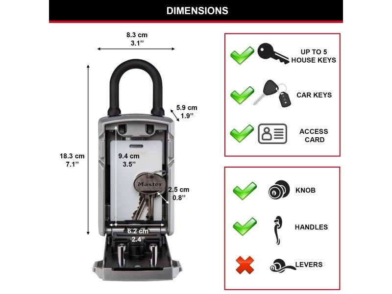 Сейф Master Lock 5440EURD Ключове Черен/Сребрист цинк 18 x 8 x 6 cm (1 броя)