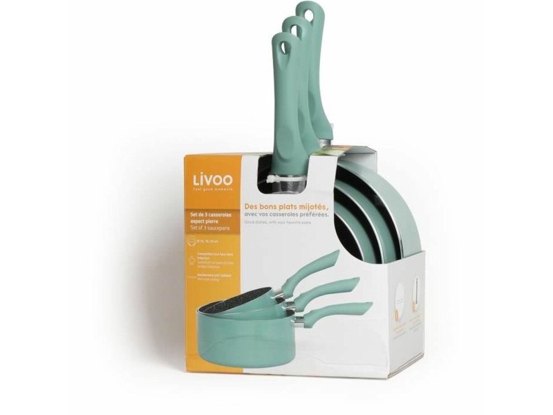 Комплект Тенджери Livoo Ø 18 cm Ø 20 cm Ø 16 cm Зелен Алуминий 3 Части