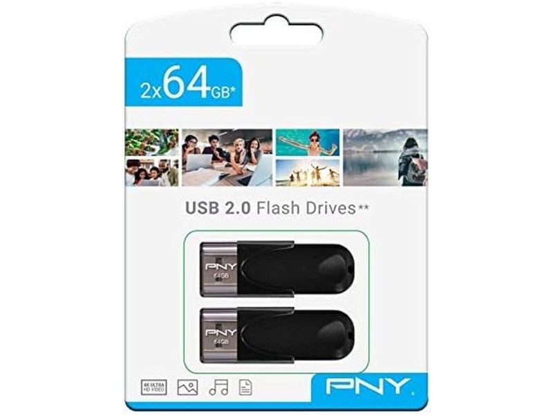 USB стик PNY FD64GATT4X2-EF Черен 64 GB (2 броя)