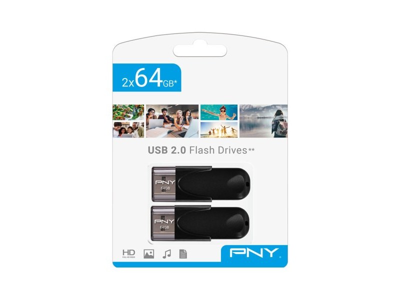 USB стик PNY FD64GATT4X2-EF Черен 64 GB (2 броя)
