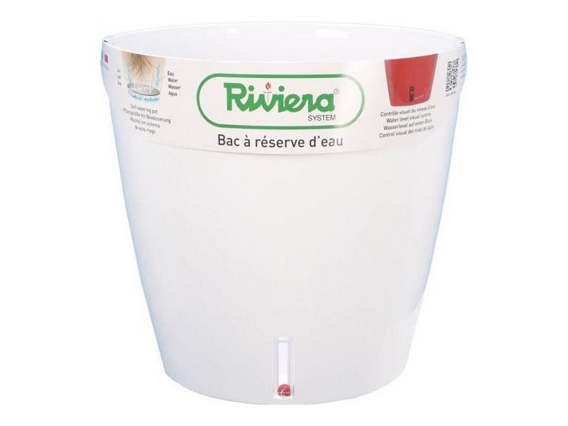Саксия за самостоятелно поливане Riviera Eva New Бял Пластмаса Кръгъл Ø 46 cm
