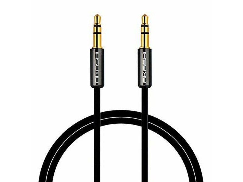 Аудио кабел с жак (3,5 mm) към 2 RCA кабел Akashi ALTJ 35 B 1 m Черен